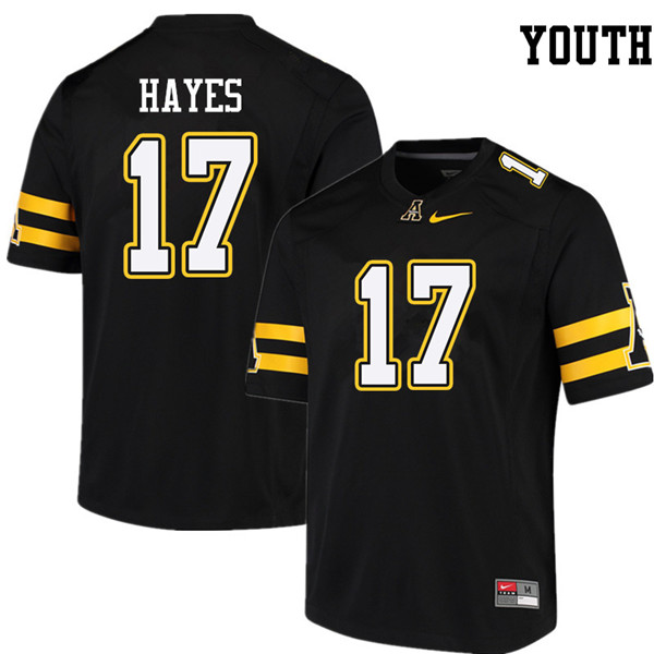 Youth #17 Tae Hayes Appalachian State Mountaineers College Football Jerseys Sale-Black - Click Image to Close